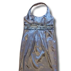 DRESSBARN Grey Formal Halter Dress with Sequin Detail Size 8‎